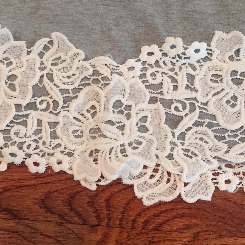 👓 HOST PICK 👓 NWOT Grey Tee with lace accents - Picture 2 of 3